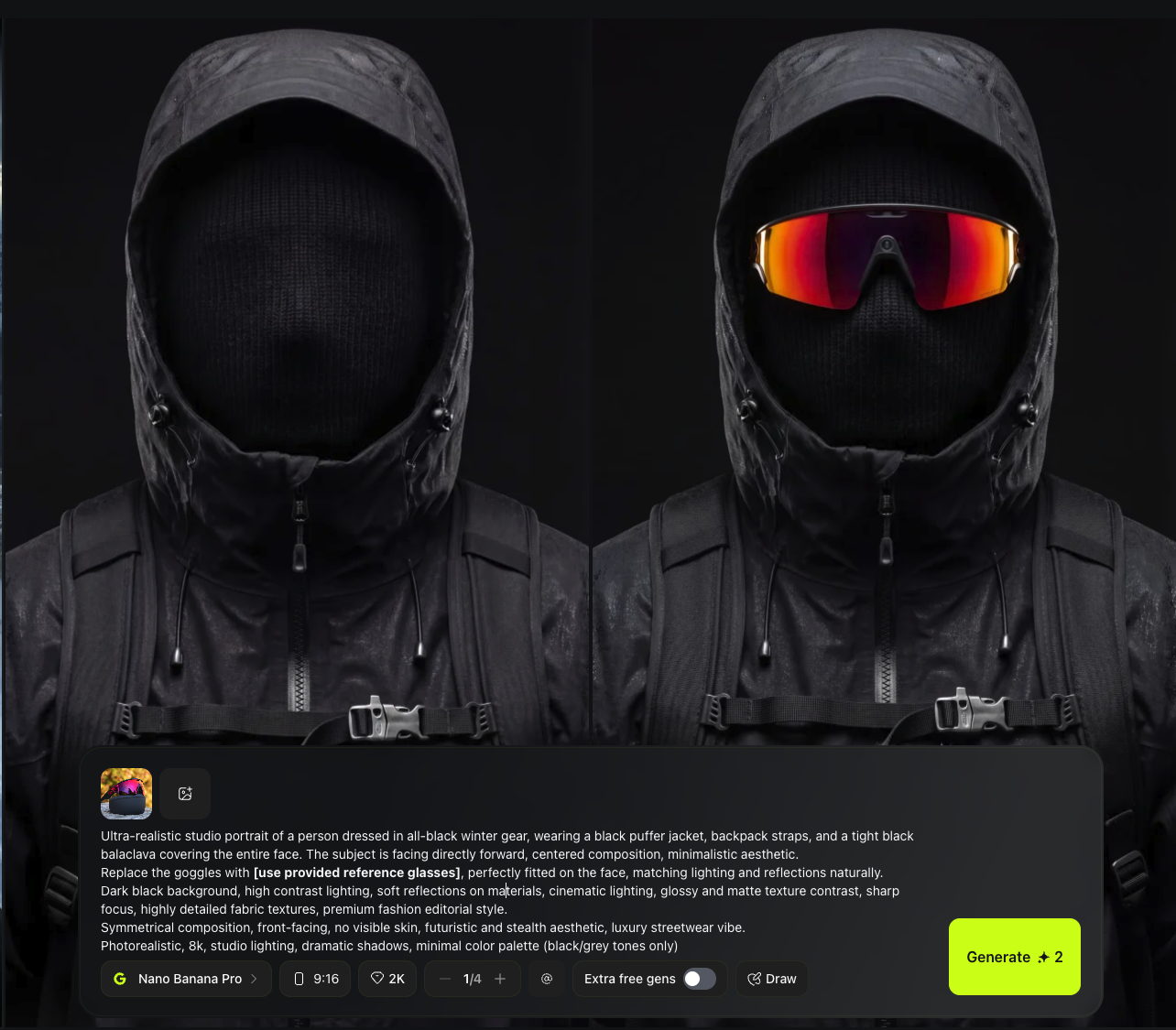 Storyboard and generated visual process reference