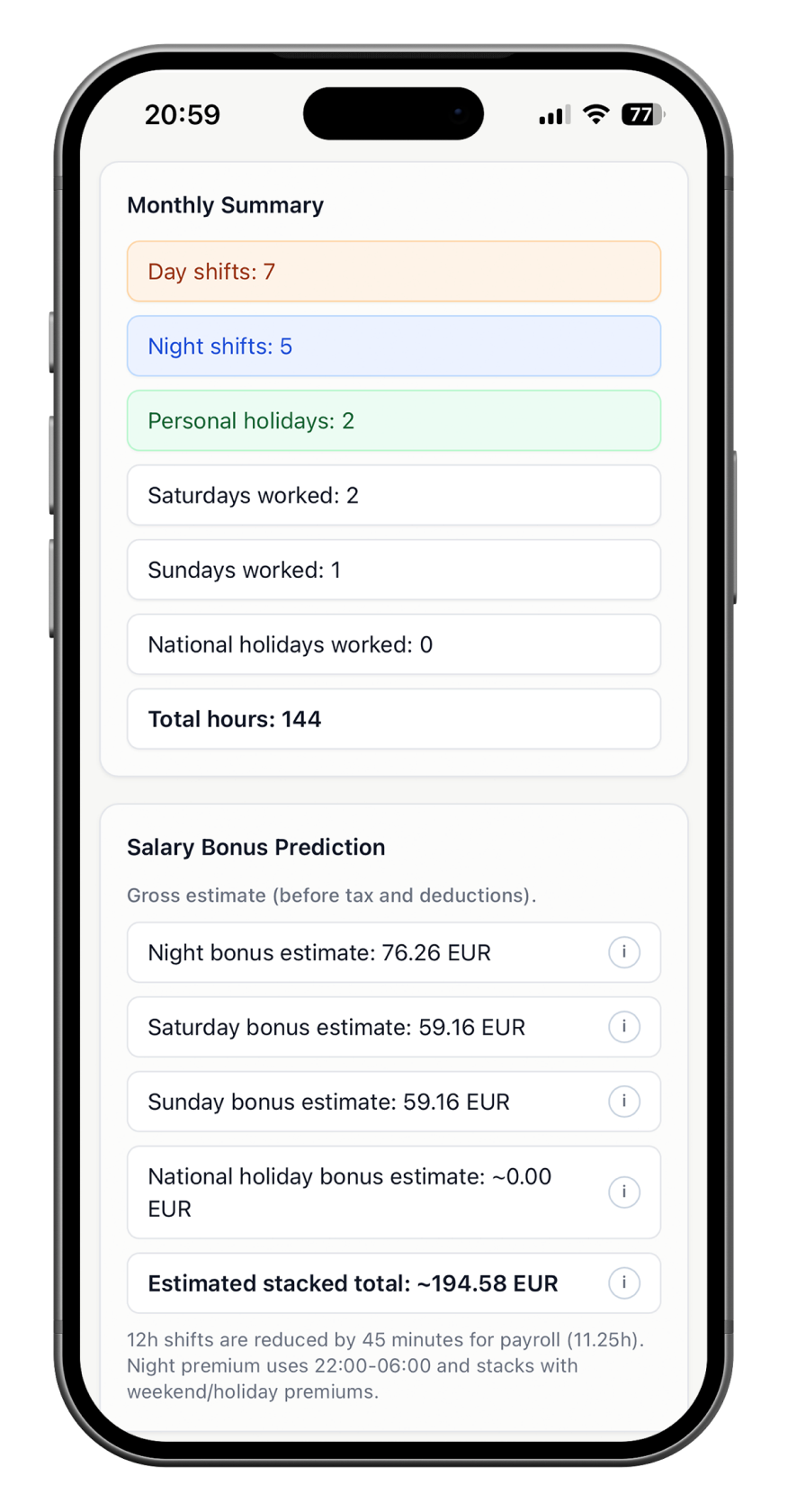 Shiftboard notifications screen