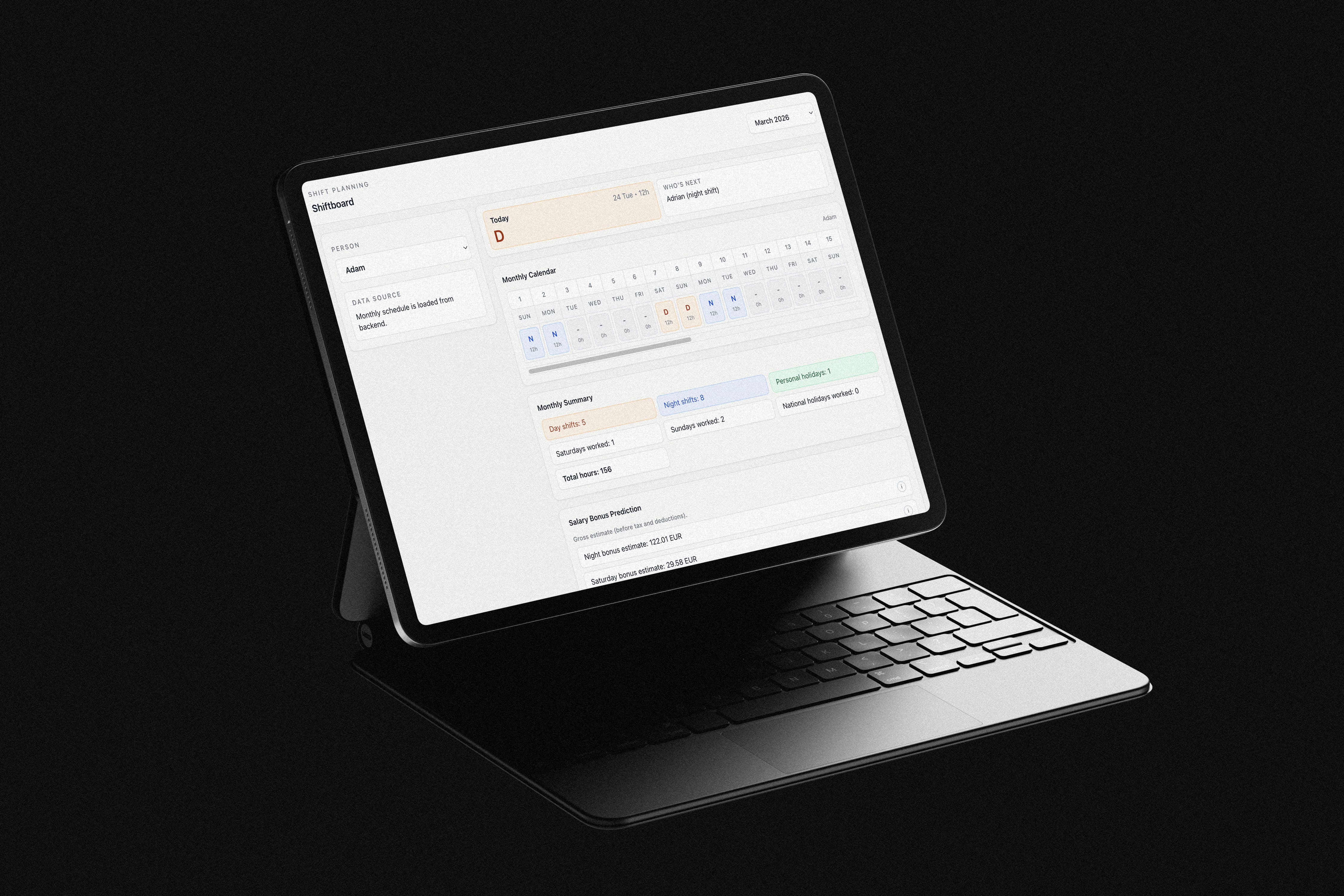 Shiftboard app interface on phone and tablet